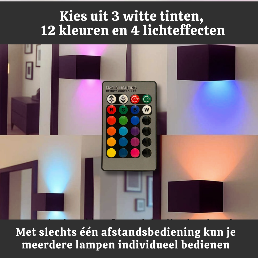 Draadloze RGB Wandlamp | Wit & Kleurenlicht | 60 Dagen
