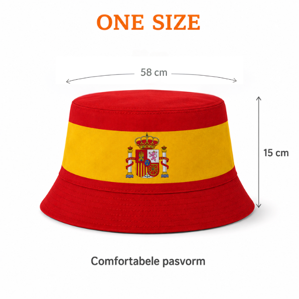 Spaanse bucket hat – Spanje supporter hoed rood geel – dubbelzijdig draagbaar
