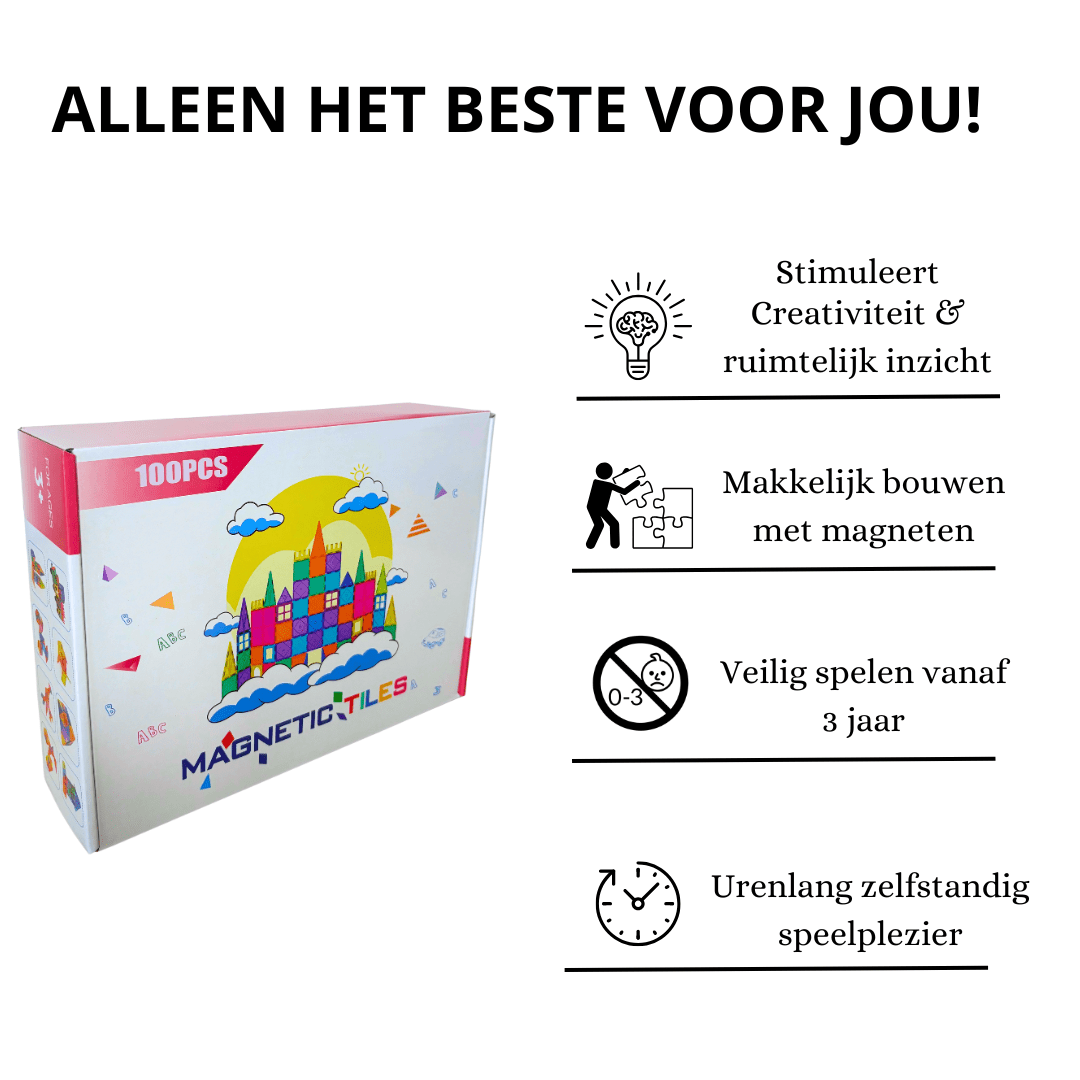 100 - delige Set Magnetische Tegels | Creatief & Educatief Speelgoed - van Gigandia | Gigandia