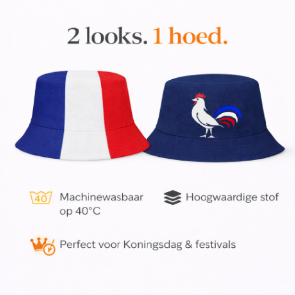 Franse bucket hat – Frankrijk supporter hoed blauw wit rood – dubbelzijdig draagbaar