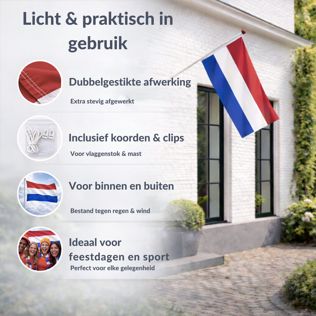 Nederlandse vlag 100x150cm – Nederland vlag rood wit blauw – supporters vlag voor WK, EK, Koningsdag en nationale feestdagen