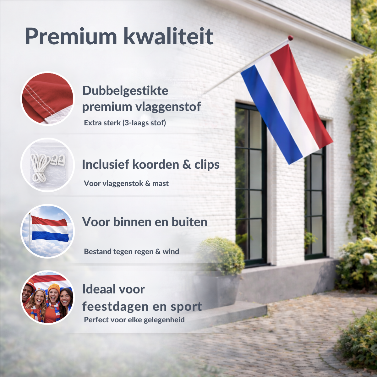 Nederlandse vlag premium 3-laags 100x150 cm – Nederland vlag rood wit blauw – sterke vlag voor WK, EK, Koningsdag en nationale feestdagen