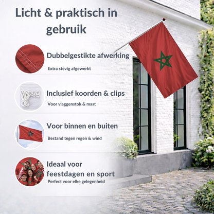Marokkaanse Vlag 100x150 cm  – Supportersvlag voor WK, EK & Evenementen