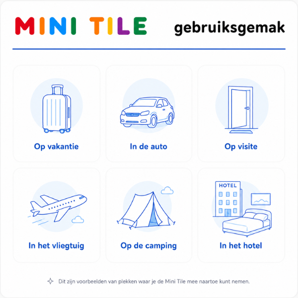 Mini Tiles + Gratis E-book – Magnetische Tegels Reisset 26 Stuks – Reisspeelgoed Auto & Vliegtuig – Montessori 3+ jaar