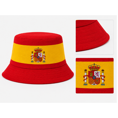 Spaanse bucket hat – Spanje supporter hoed rood geel – dubbelzijdig draagbaar