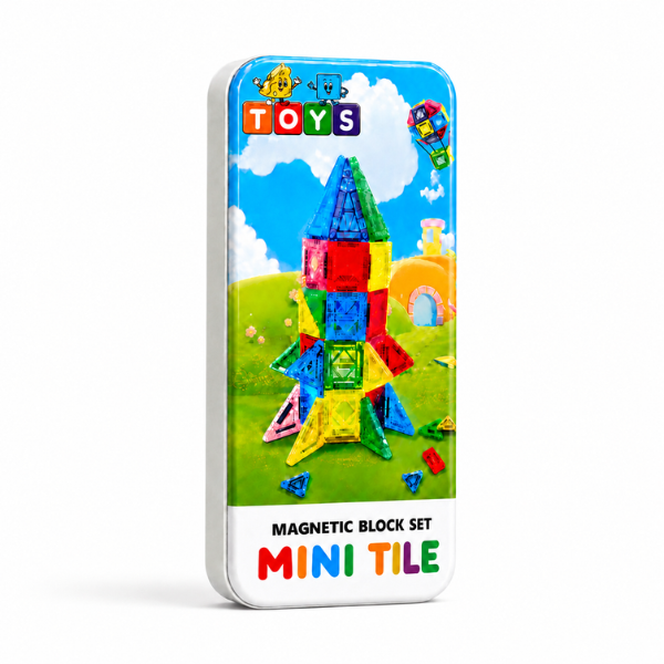 Mini Tiles + Gratis E-book – Magnetische Tegels Reisset 26 Stuks – Reisspeelgoed Auto & Vliegtuig – Montessori 3+ jaar