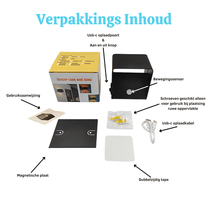 Draadloze binnen wandlamp met bewegingssensor – zonder boren - Zwart - van Gigandia | Gigandia