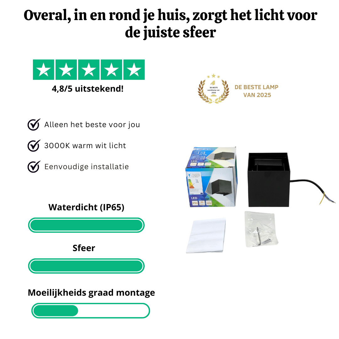 Gigandia ™ luxe buiten wandlamp op netstroom | Warm wit licht - van Gigandia | Gigandia