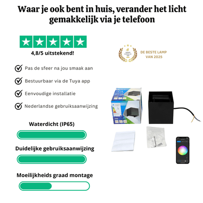 Gigandia ™ RGB luxe buiten wandlamp op netstroom | Inclusief app - van Gigandia | Gigandia